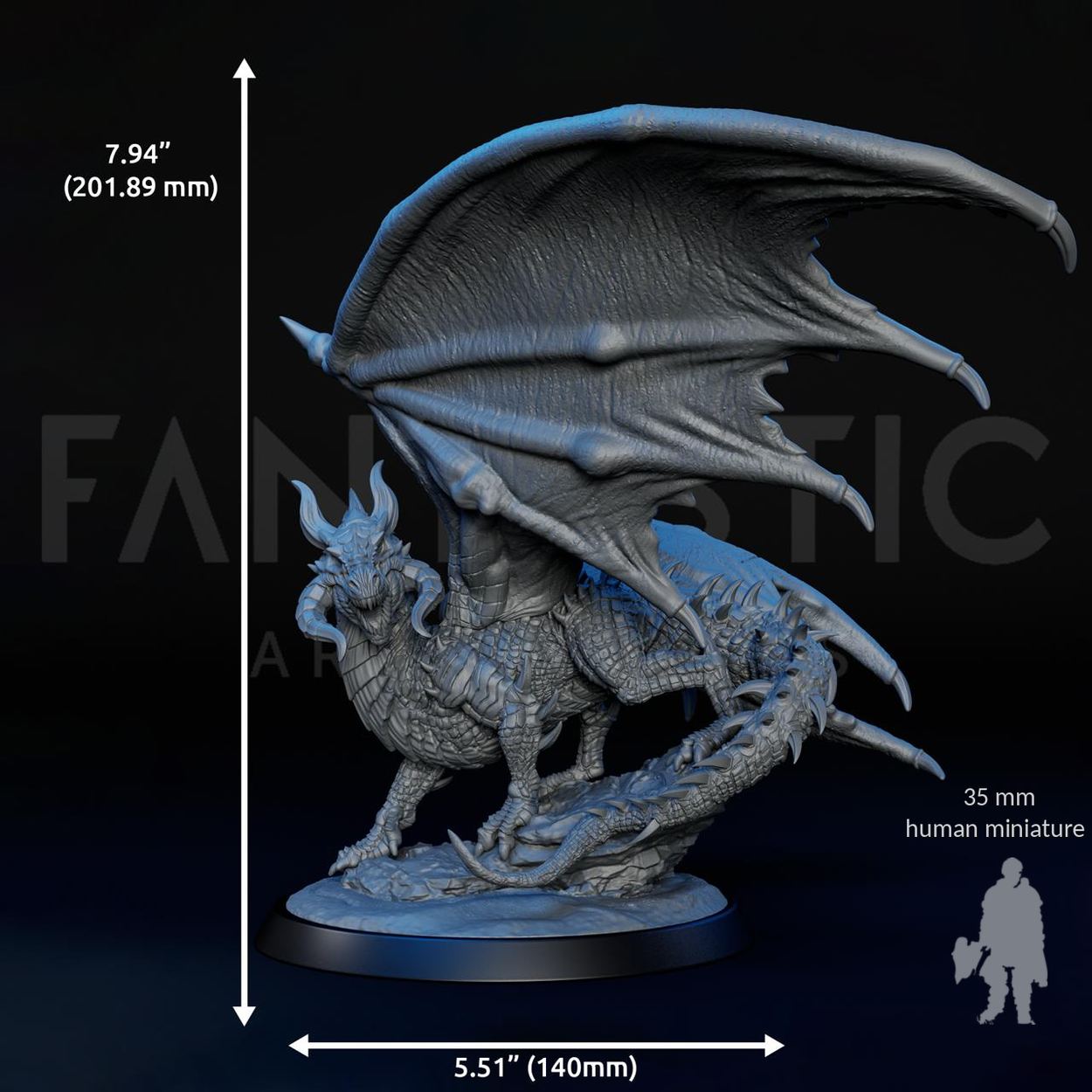 Ancient Black Dragon miniature, scale reference