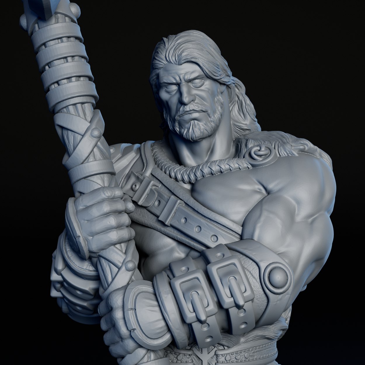 Human Barbarian miniature, detail view one
