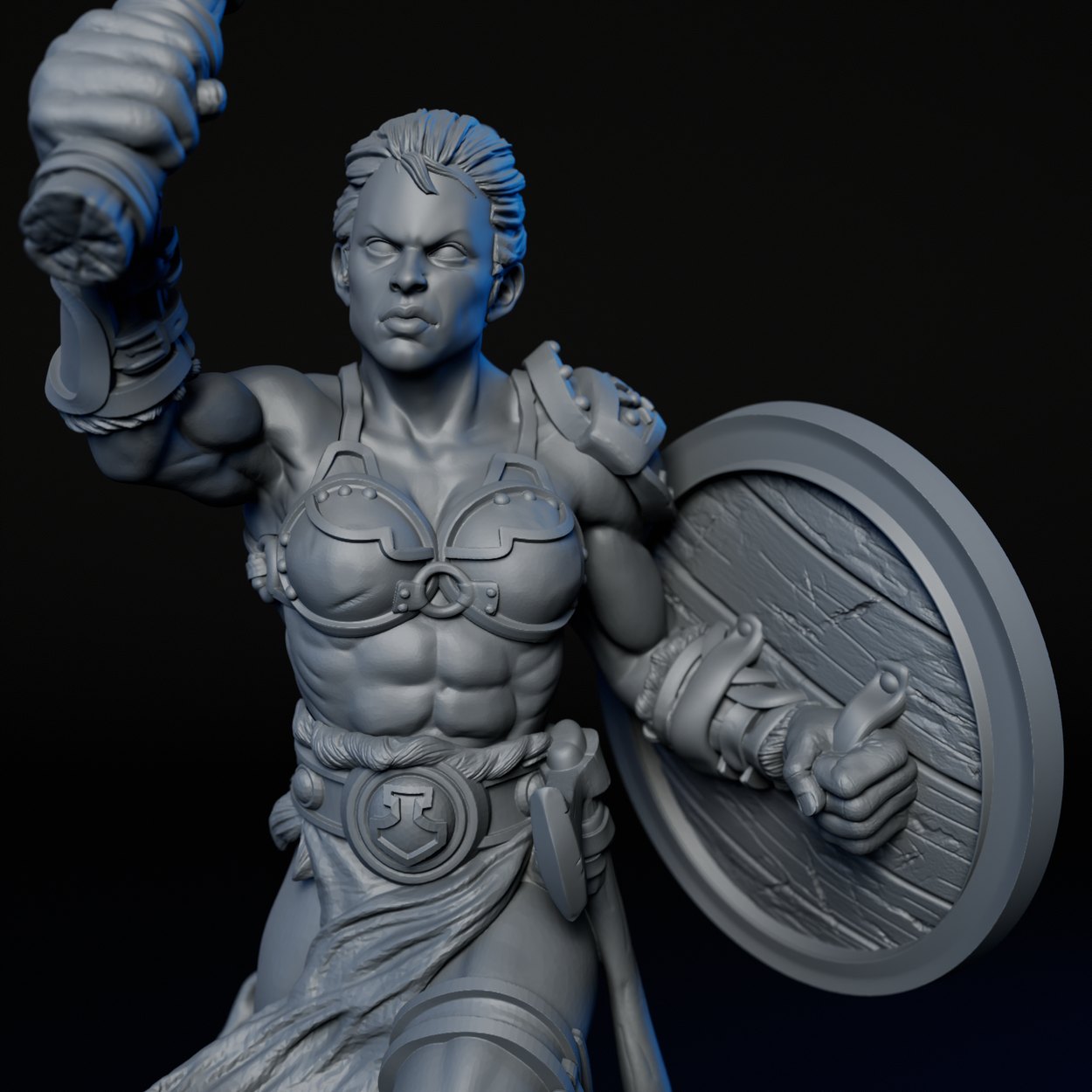 Human Barbarian Female miniature, detail view one