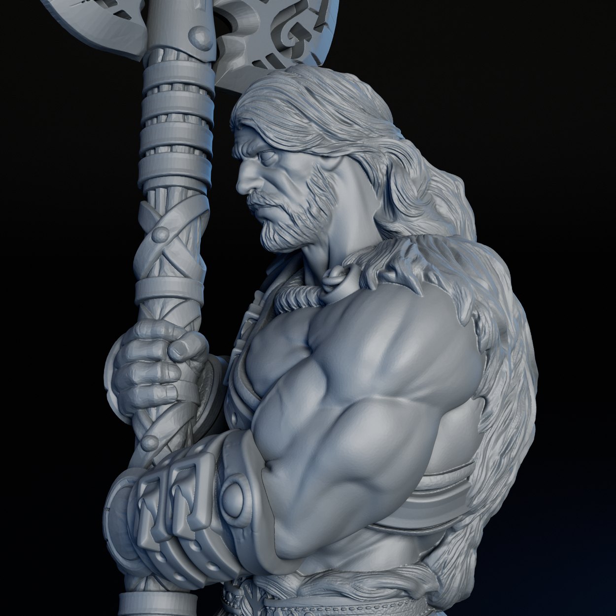 Human Barbarian Male miniature, detail view two