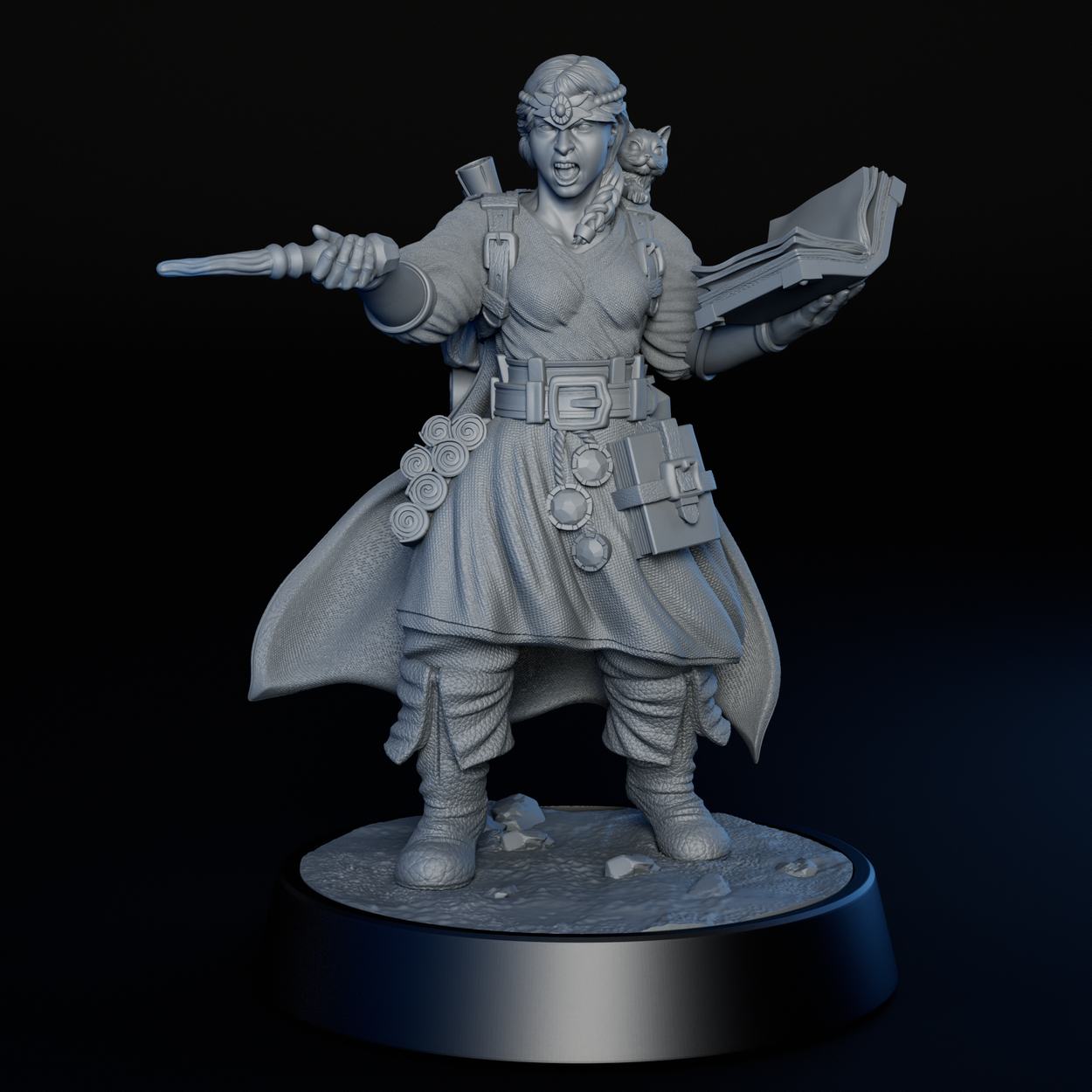 Human Mage miniature, front view