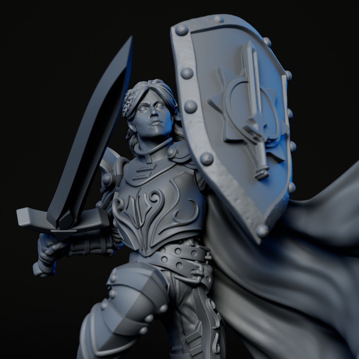 Human Warrior Female miniature, detail view one