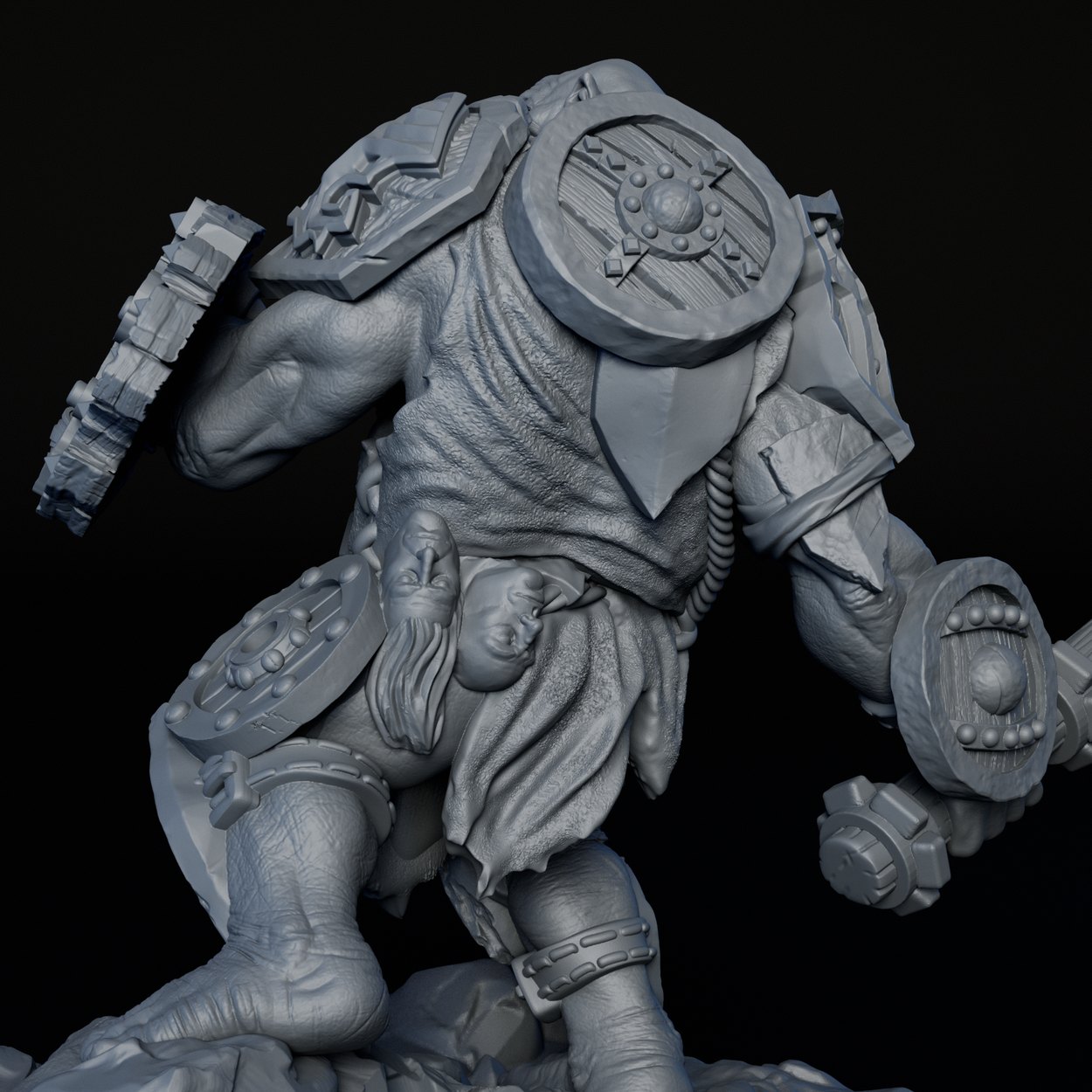 Mercenary Ogre miniature, detail view two