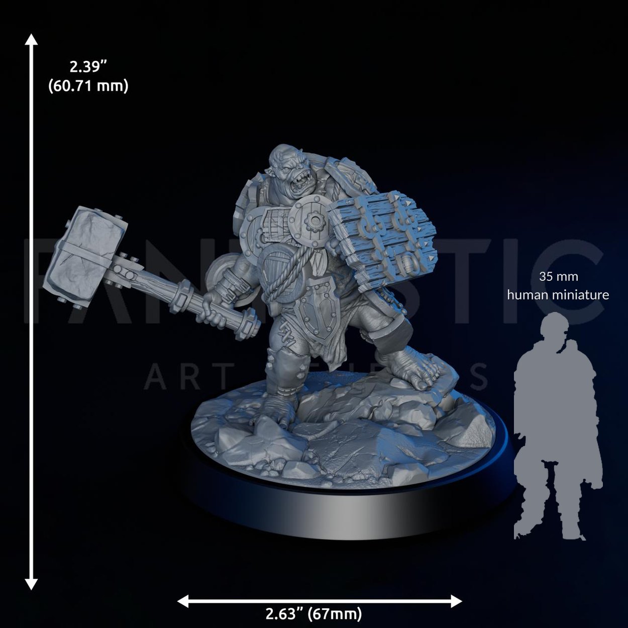 Mercenary Ogre miniature, scale reference