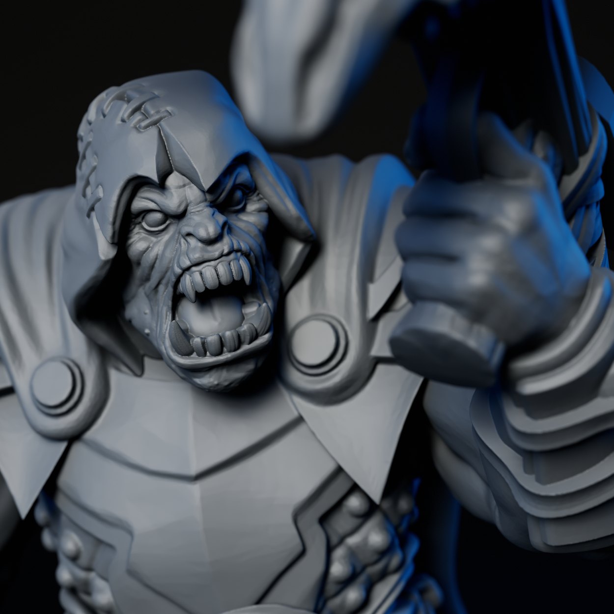 Orc Rogue miniature, detail view two